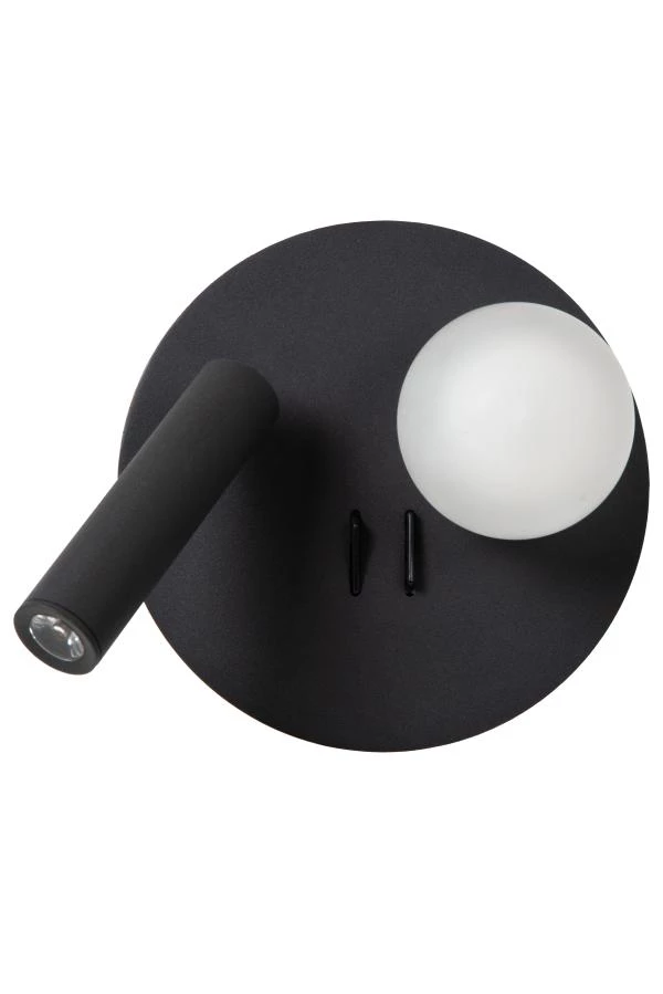 Lucide MATIZ - Lampe de chevet / Applique mural - LED - 1x3,7W 3000K - Point de rechargement USB - Noir - UIT